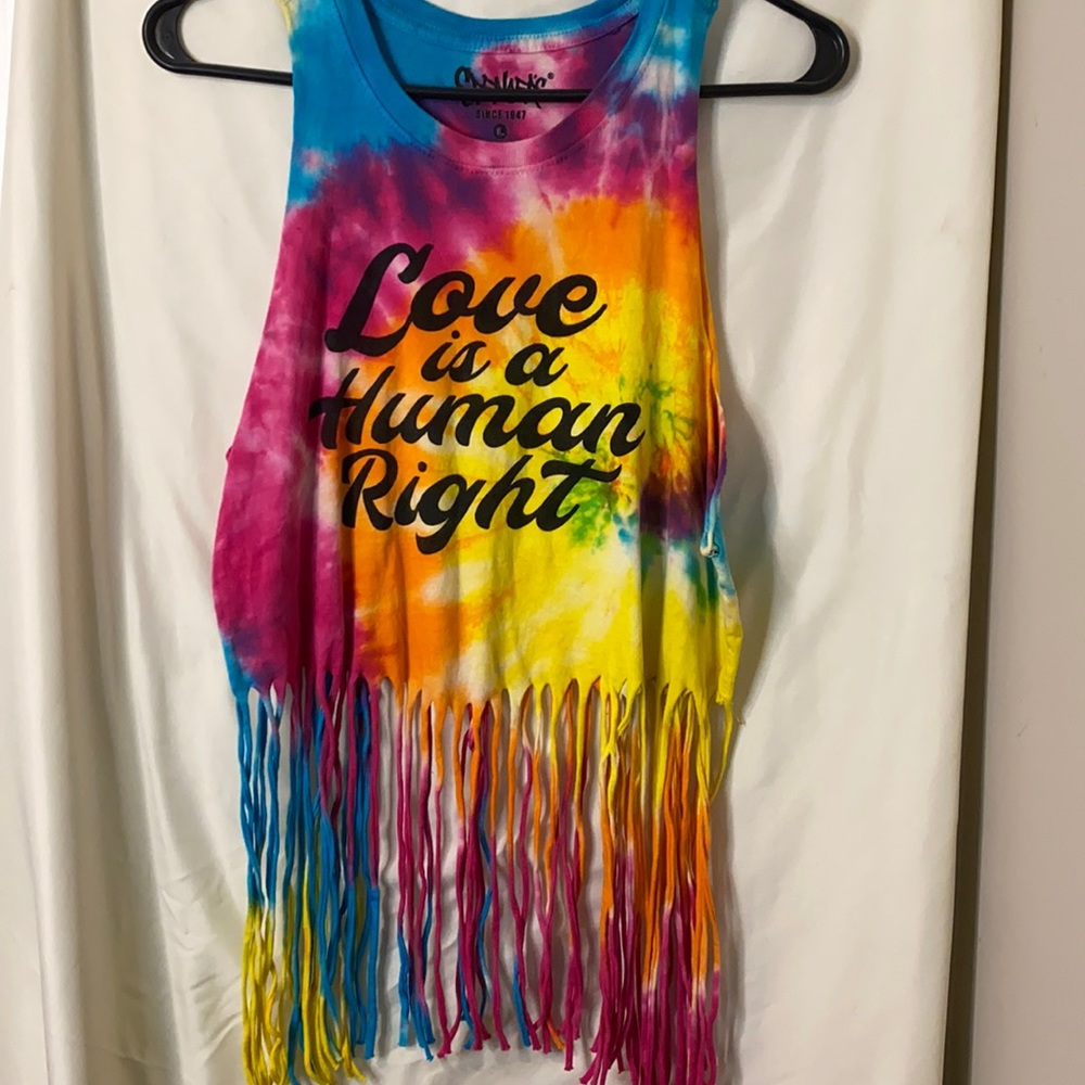 Fringe “Love is a human right” crop top